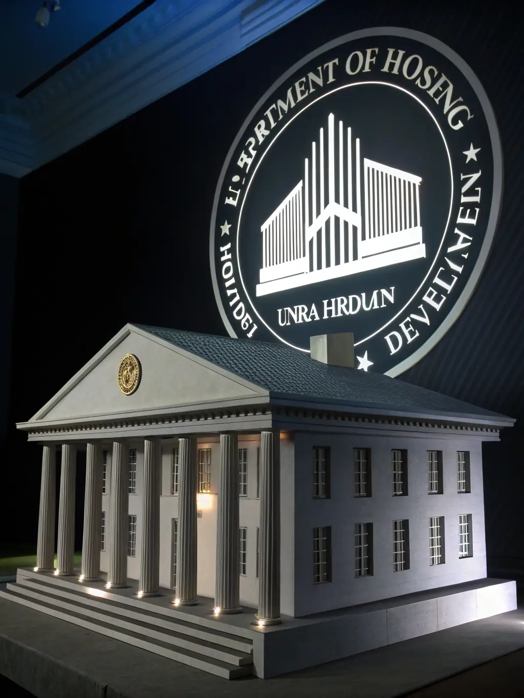 A photograph of the U.S. Department of Housing and Urban Development (HUD) logo, a government agency focused on housing and community development.